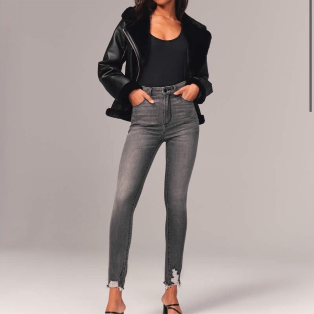 Abercrombie & Fitch High Rise Skinny Ankle Jeans - size 26 short grey